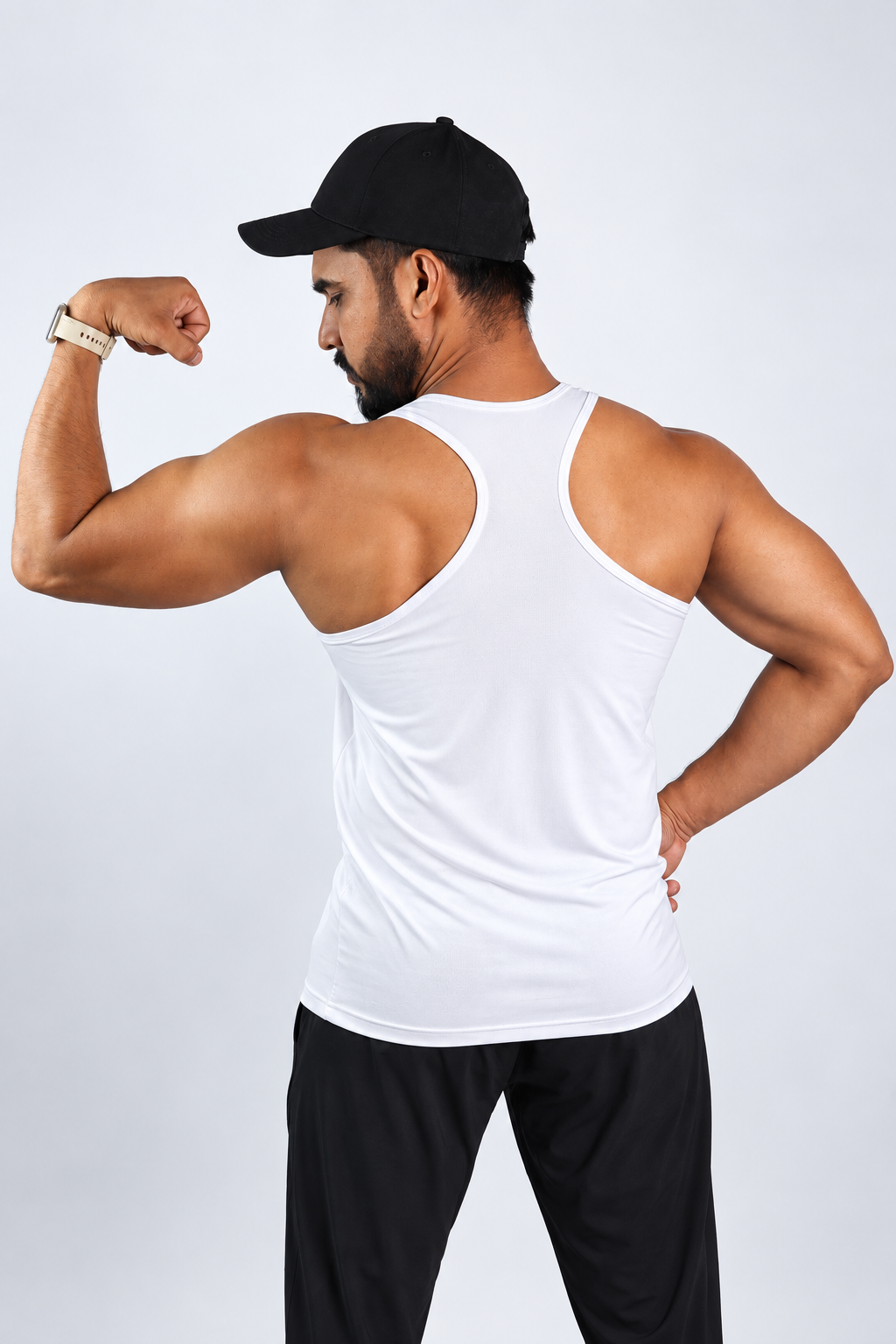 Athlix Premium Dry-Fit Performance Tank White front detail