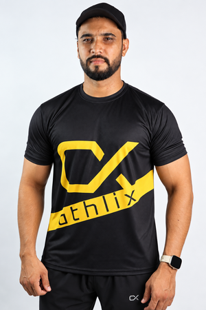 Athlix Premium Dry-Fit Performance T-Shirt - Black - Black - Front 3