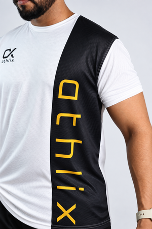 Athlix Premium Dry-Fit Performance T-Shirt Black White Panel side detail