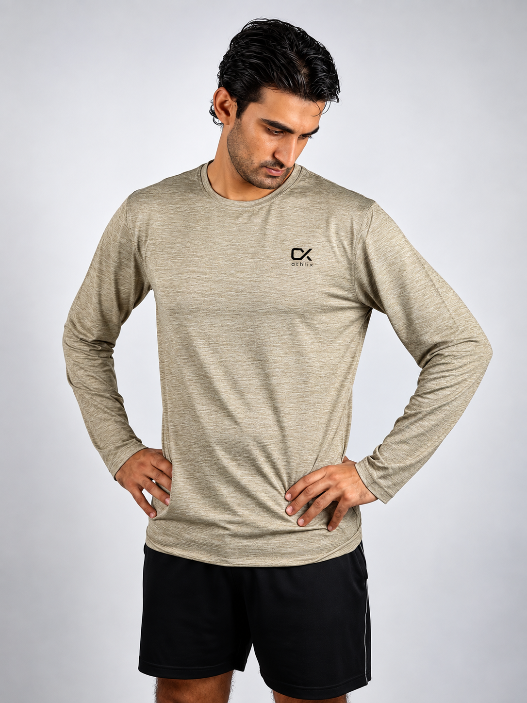 Athlix Premium Performance Full Sleeve Tee - Taupe