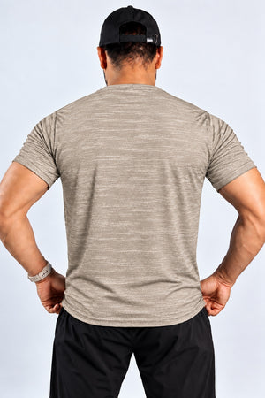 Athlix Performance T-Shirt Beige Heathered - back view