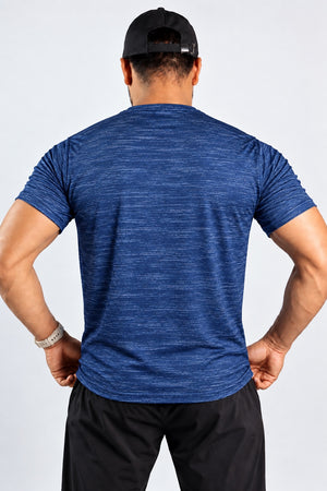Athlix Premium Performance T-Shirt Navy Heathered - back view