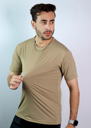 Performance Tee - Khaki - Athlix premium nylon performance tee