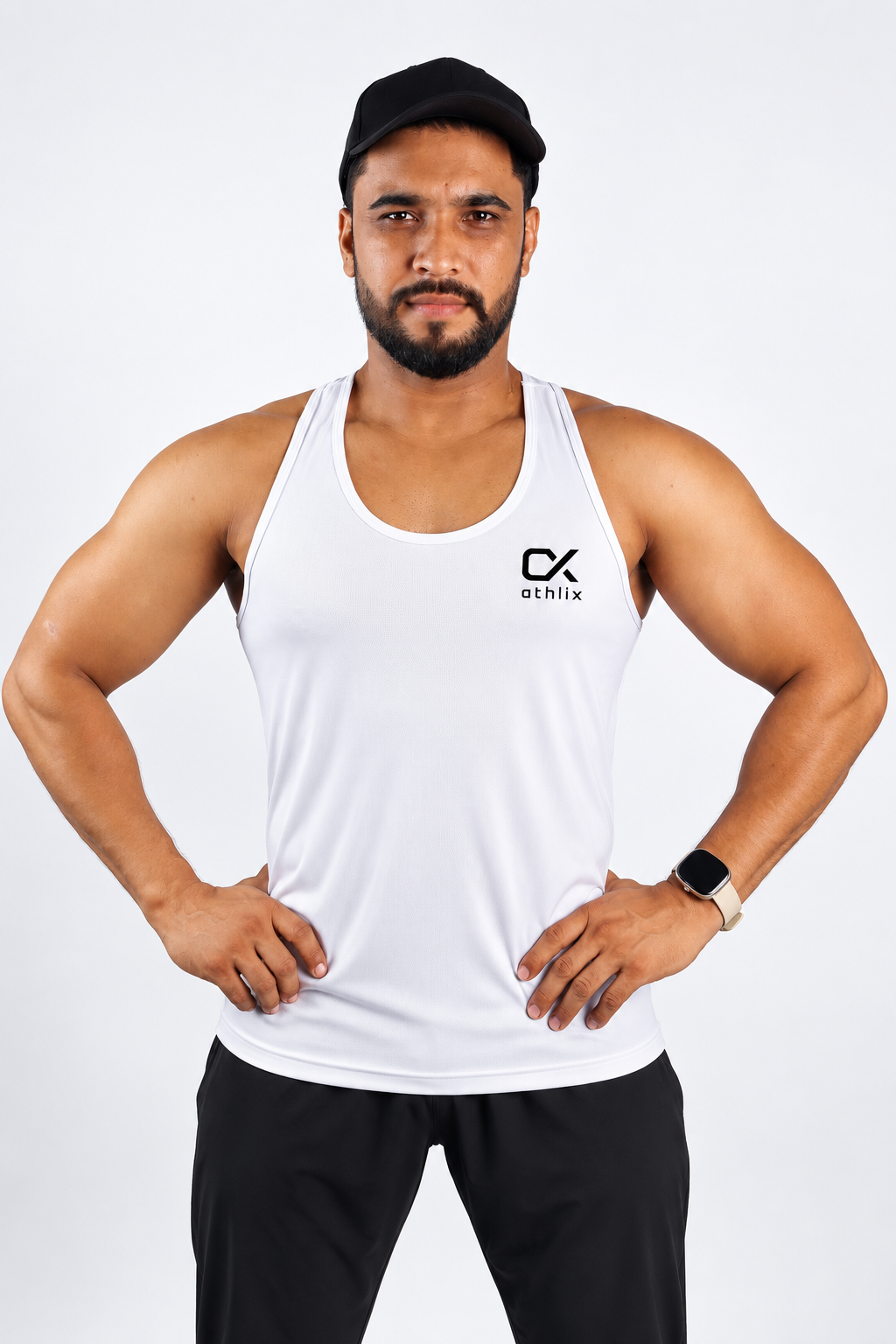 Athlix Premium Dry-Fit Performance Tank White front alternate