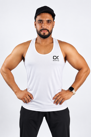 Athlix Premium Dry-Fit Performance Tank White front alternate