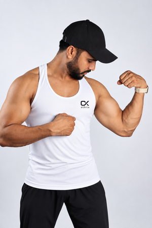 Athlix Premium Dry-Fit Performance Tank White front