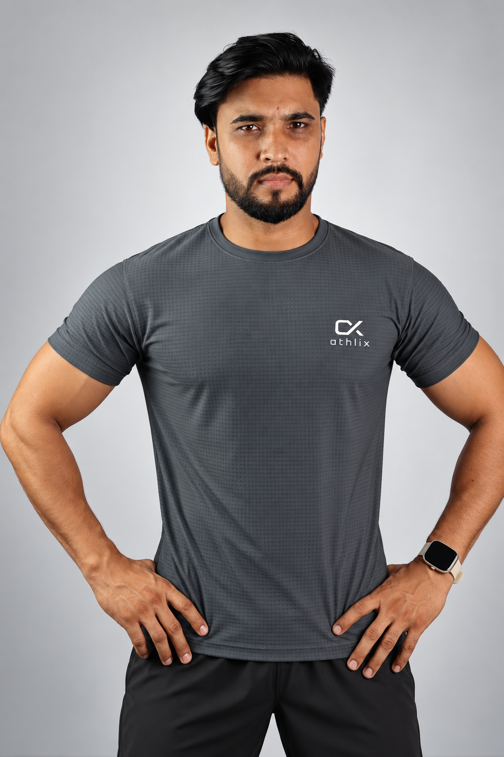 Athlix Premium Dry-Fit Performance T-Shirt Charcoal front