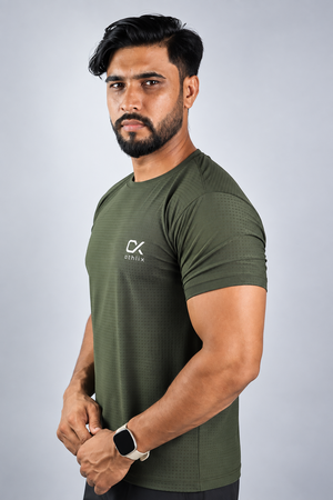Athlix Premium Dry-Fit Performance T-Shirt Olive Green detail
