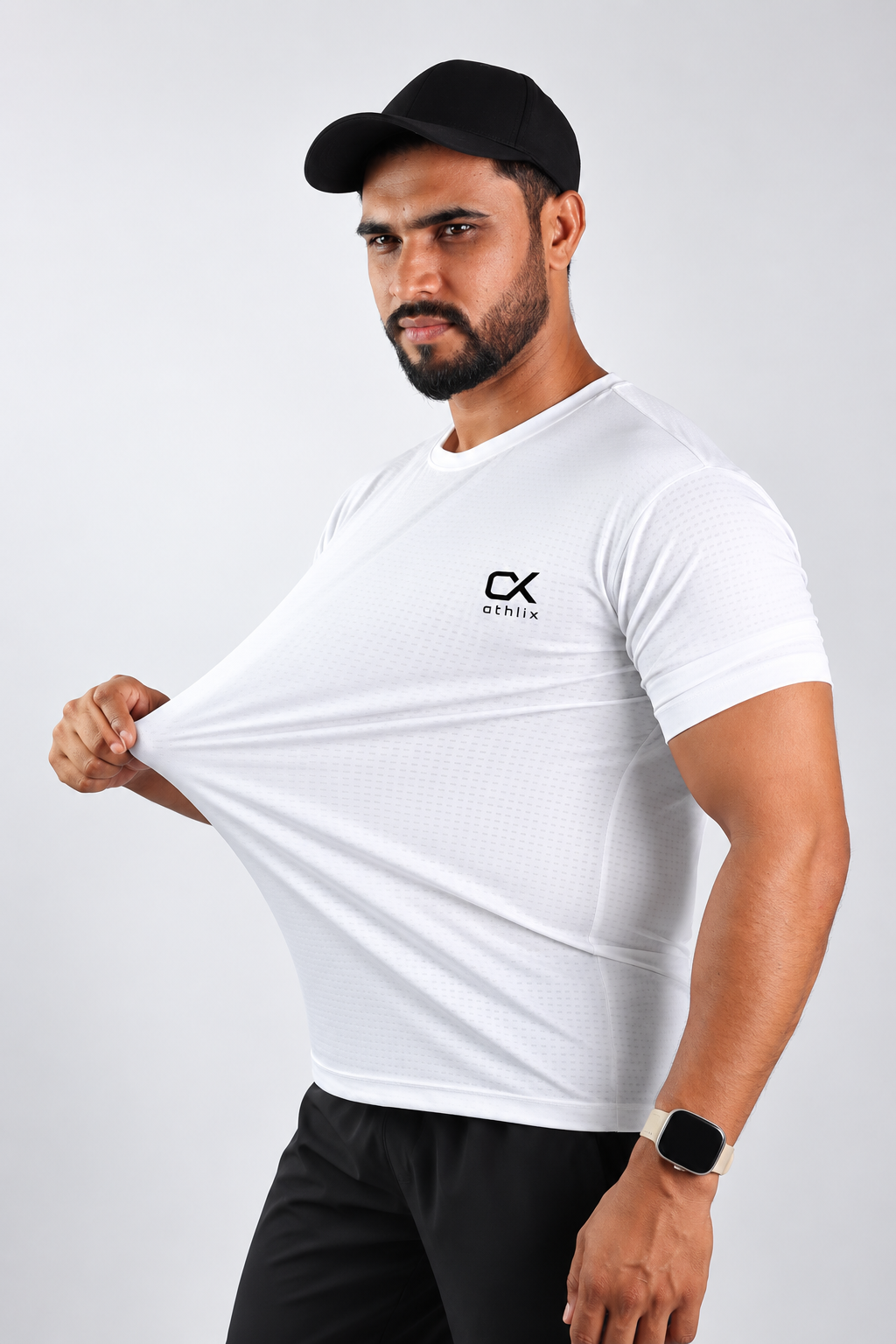 Athlix Premium Dry-Fit Performance T-Shirt White detail