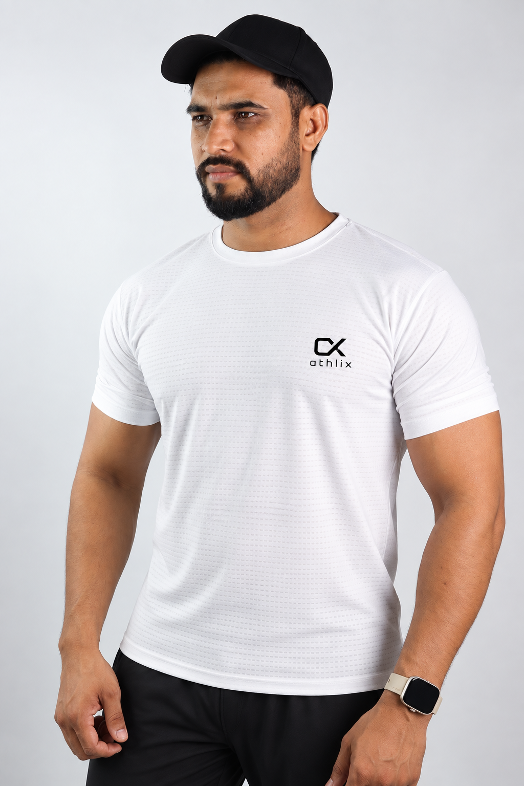 Athlix Premium Dry-Fit Performance T-Shirt White front