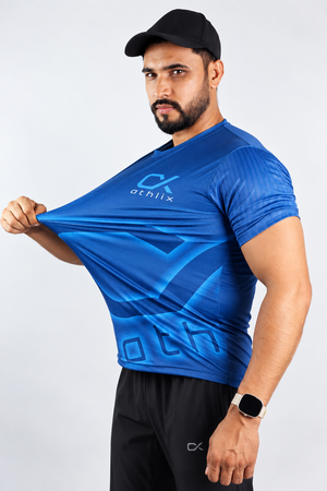 Athlix Premium Dry-Fit Performance T-Shirt - Blue - Blue - Stretch
