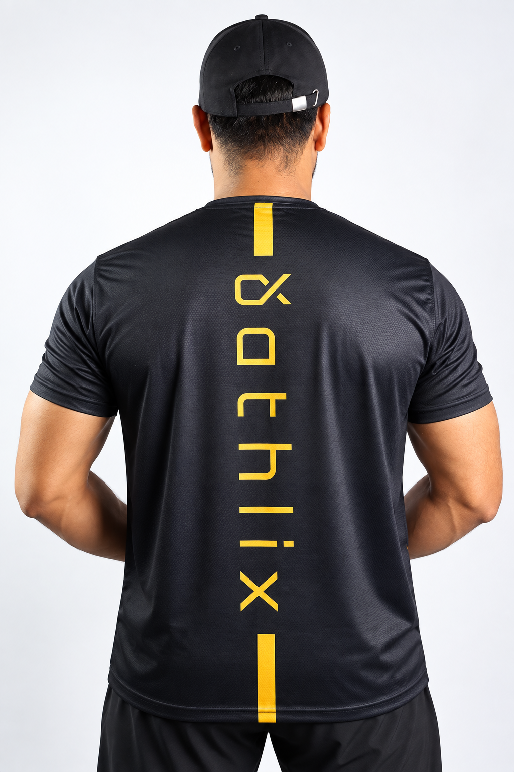 Athlix Premium Dry-Fit Performance T-Shirt - Black - Black - Back