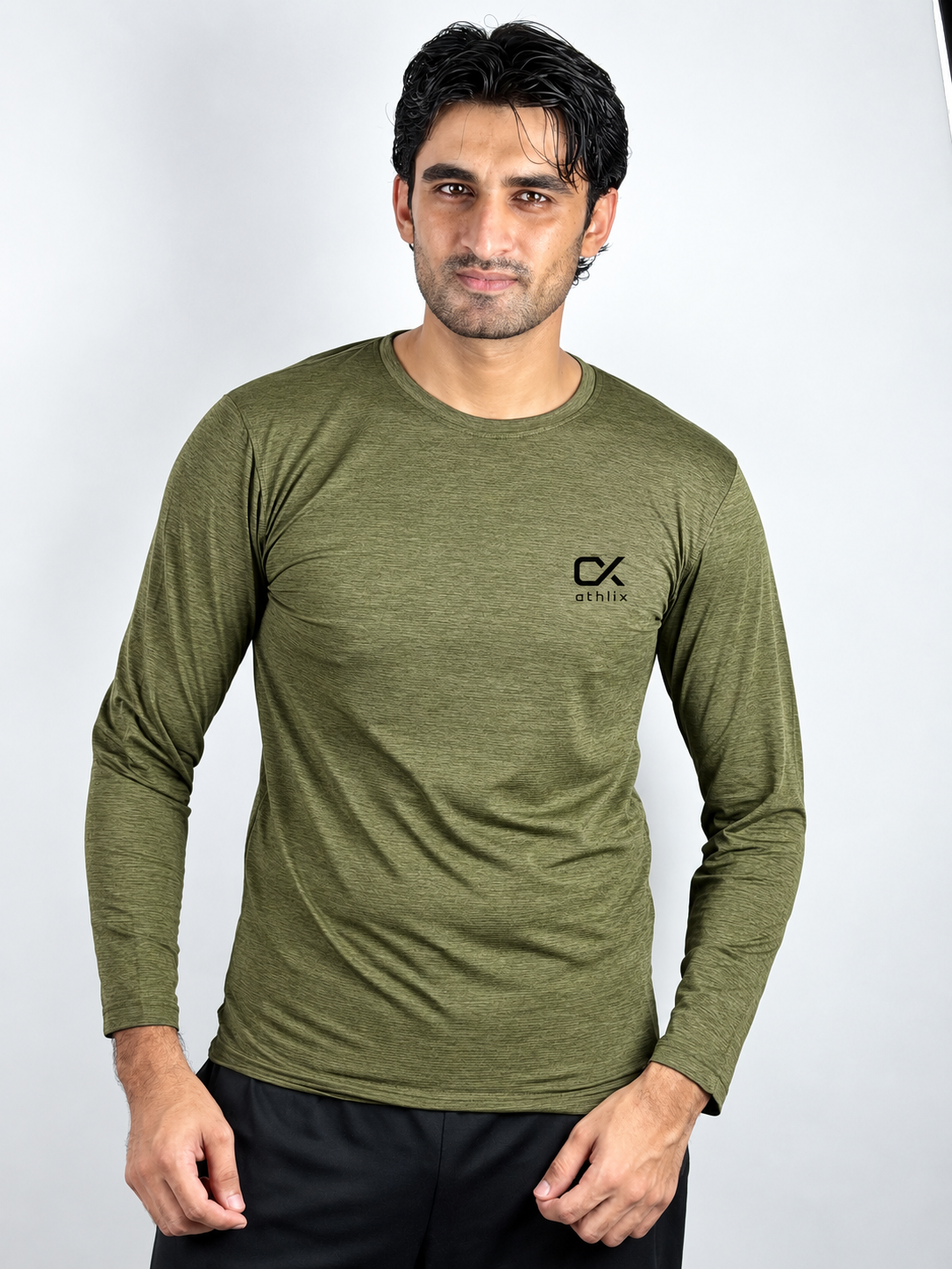 Athlix Premium Performance Full Sleeve Tee - Olive