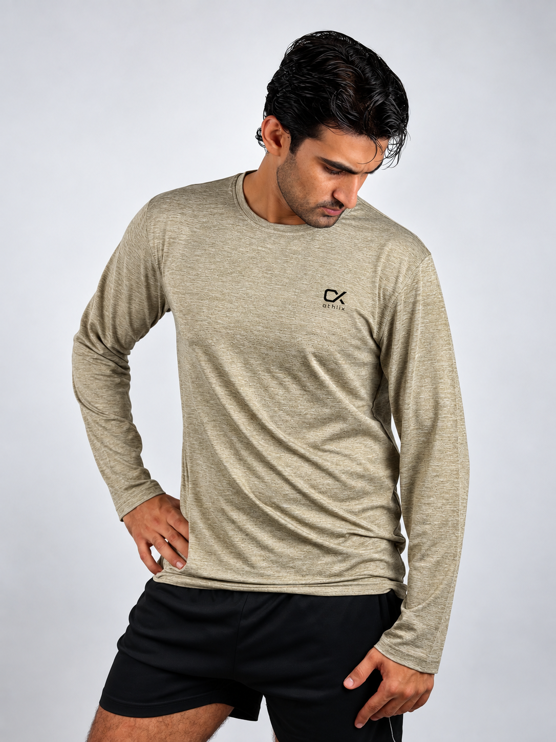 Athlix Premium Performance Full Sleeve Tee - Taupe