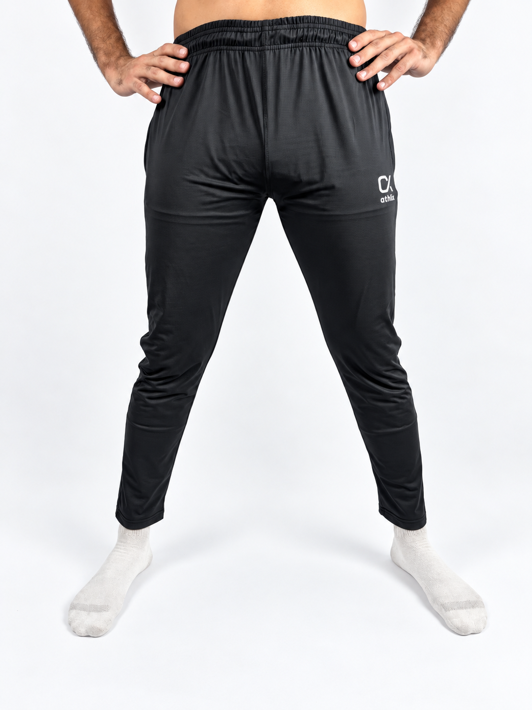 Athlix black 4-way stretch lycra track trouser back view
