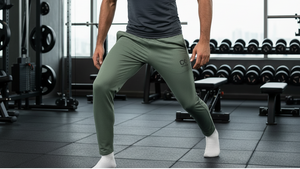 Athlix olive green 4-way stretch lycra track trouser front view