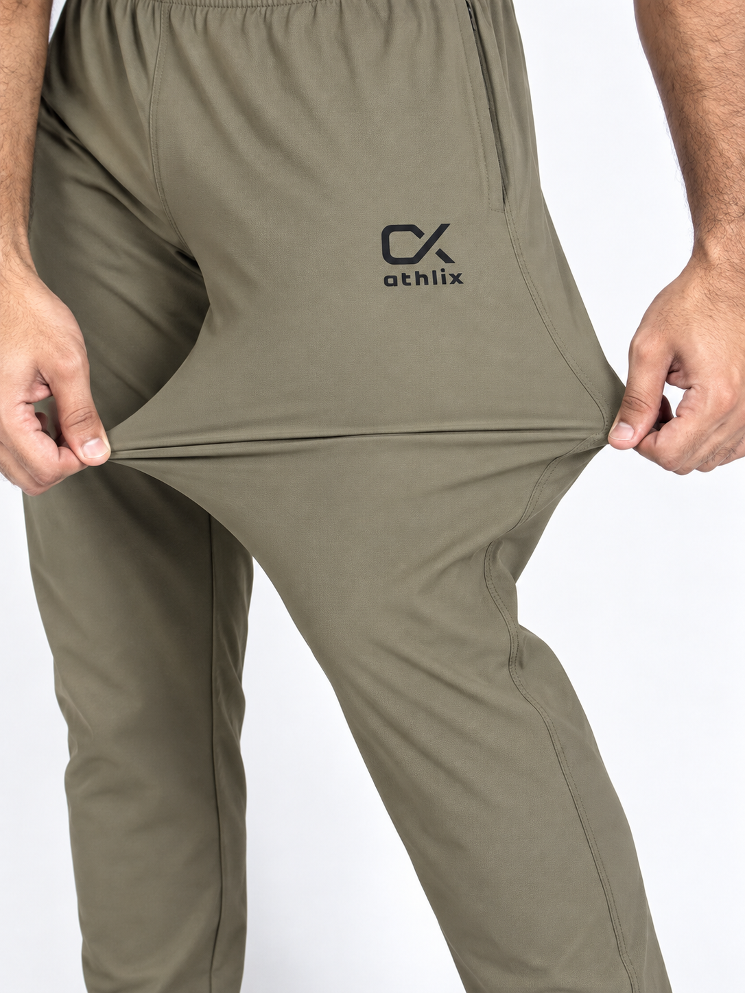 Athlix Premium Dry-Fit Trouser Olive Khaki 4-way stretch
