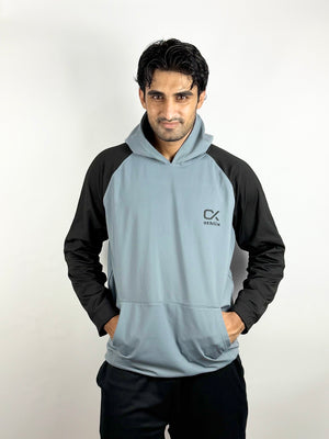 Athlix grey and black performance hoodie detail