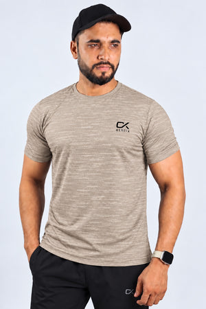 Athlix Performance T-Shirt Beige Heathered - front view