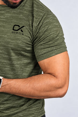 Athlix Performance T-Shirt Olive Heathered - fabric detail