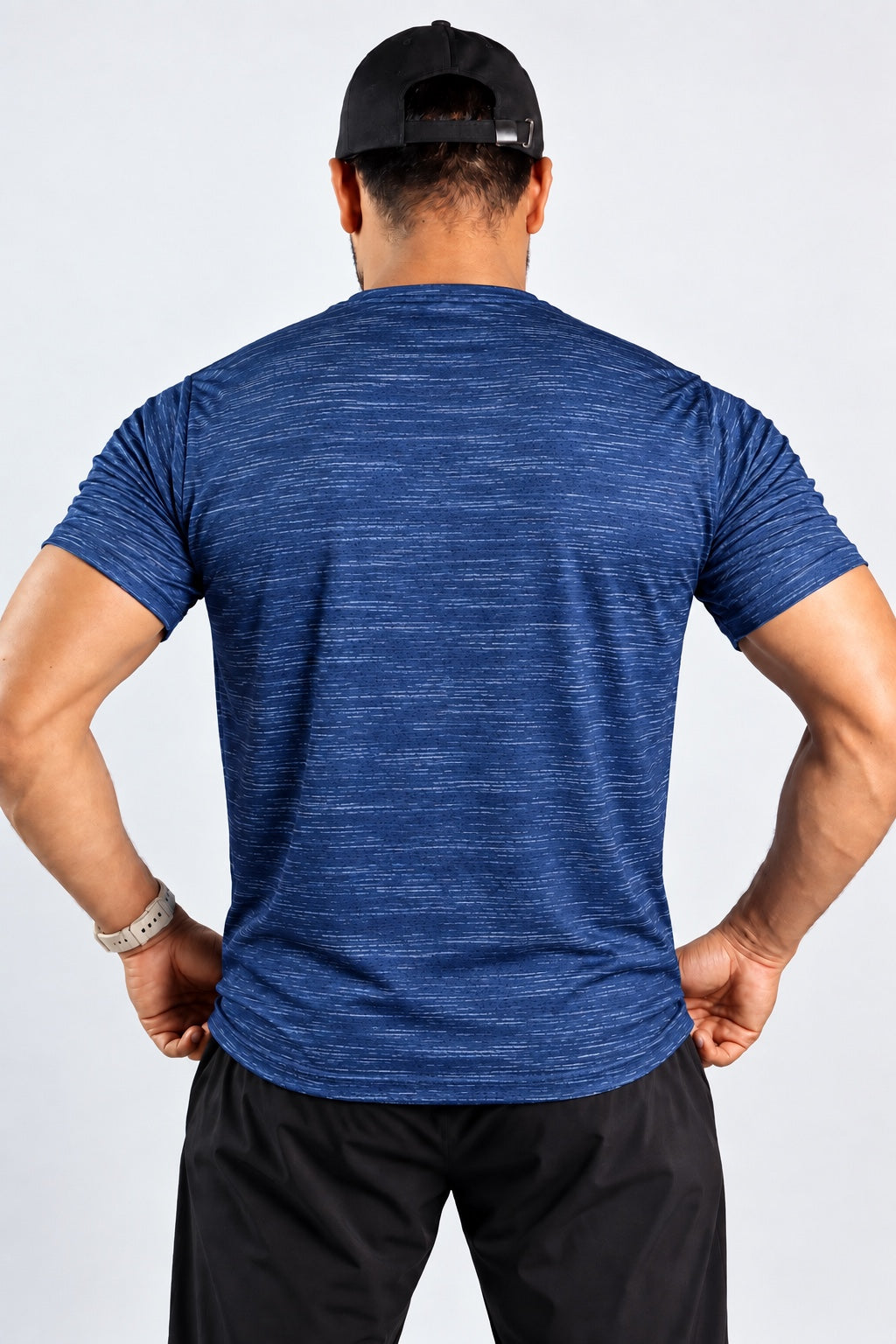 Athlix Premium Performance T-Shirt Navy Heathered - back view