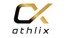 A minimalist logo featuring a stylized 'CX' monogram in black and gold gradient above the lowercase brand name 'athlix' on a plain white background.