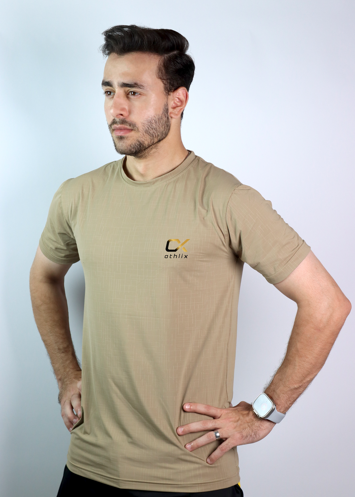 Performance Tee - Khaki - Athlix premium nylon performance tee