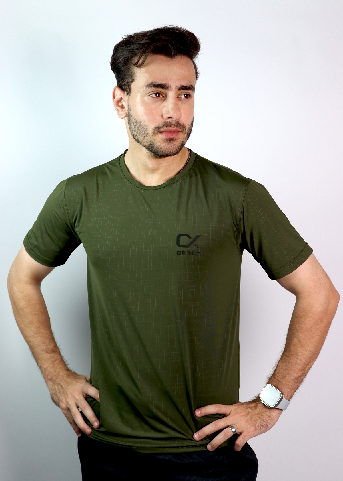 Performance Tee - Olive - Athlix premium nylon performance tee
