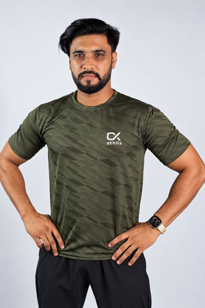 Athlix Premium Dry-Fit Performance T-Shirt - Olive - 3